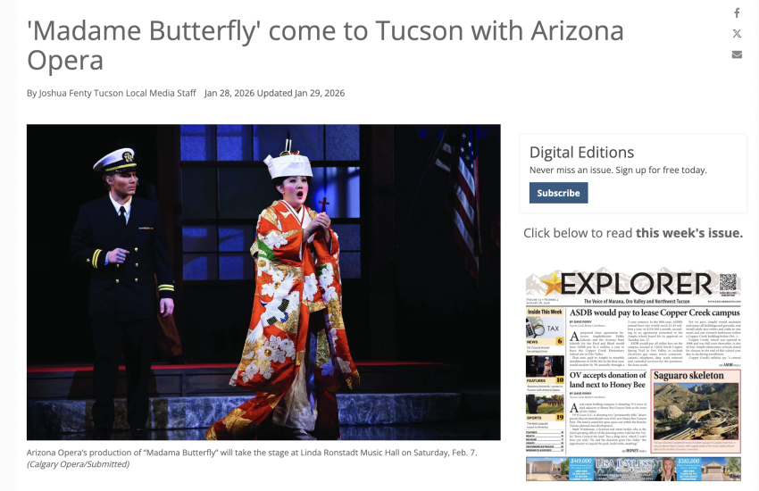 'Madame Butterfly' come to Tucson with Arizona Opera