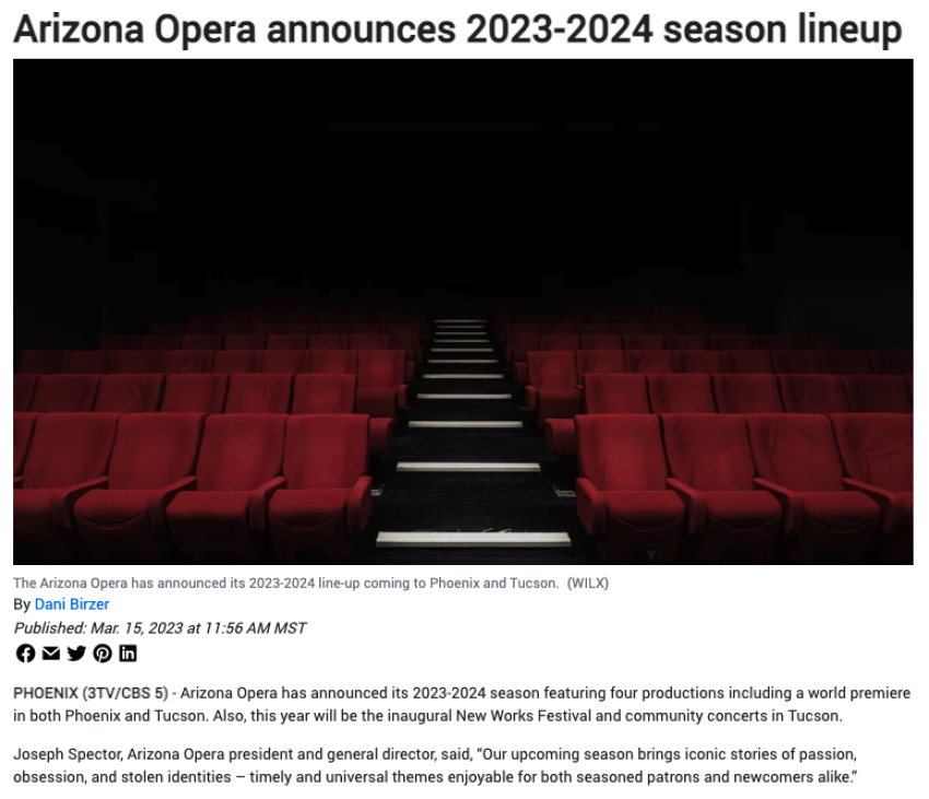 Arizona Opera Announces 2023/24 Season Lineup