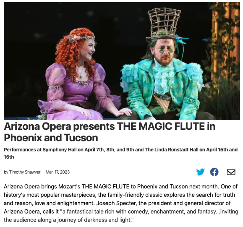 Arizona Opera presents The Magic Flute in Phoenix and Tucson