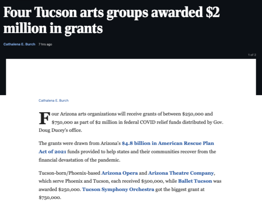Four Tucson Arts Groups Awarded 2 Million in Grants