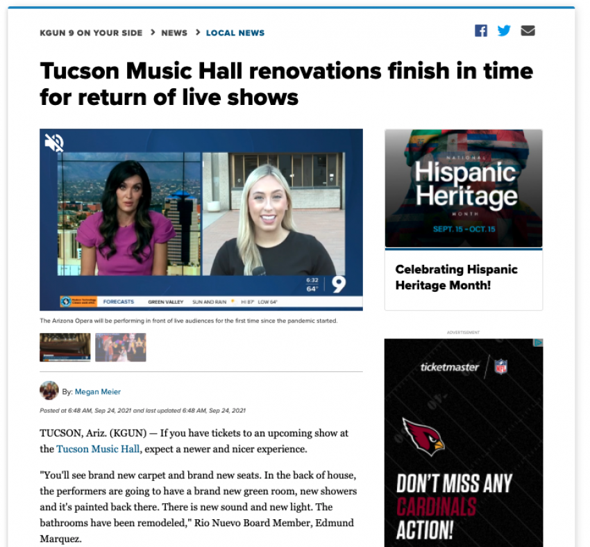 Tucson Music Hall renovations finish in time for return of live shows