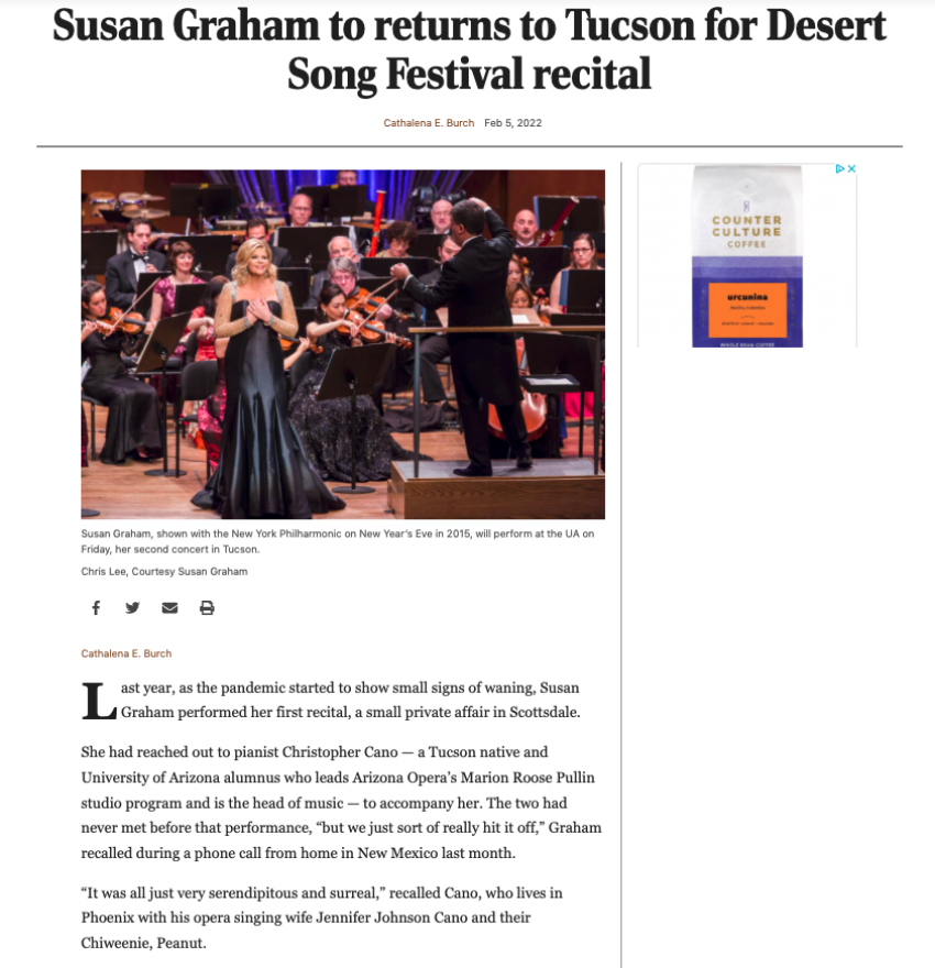 Susan Graham to returns to Tucson for Desert Song Festival recital