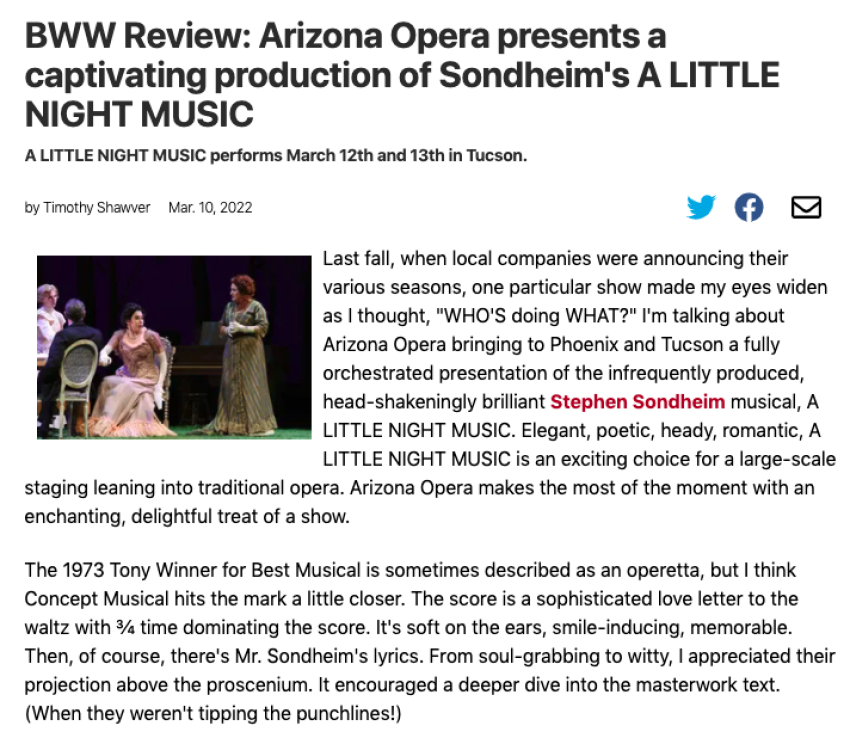 BWW Review: Arizona Opera presents a captivating production of Sondheim's A LITTLE NIGHT MUSIC