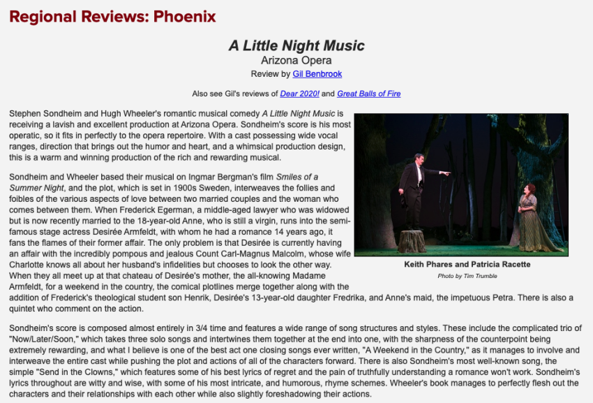 Regional Reviews: Phoenix (Arizona Opera - A Little Night Music)