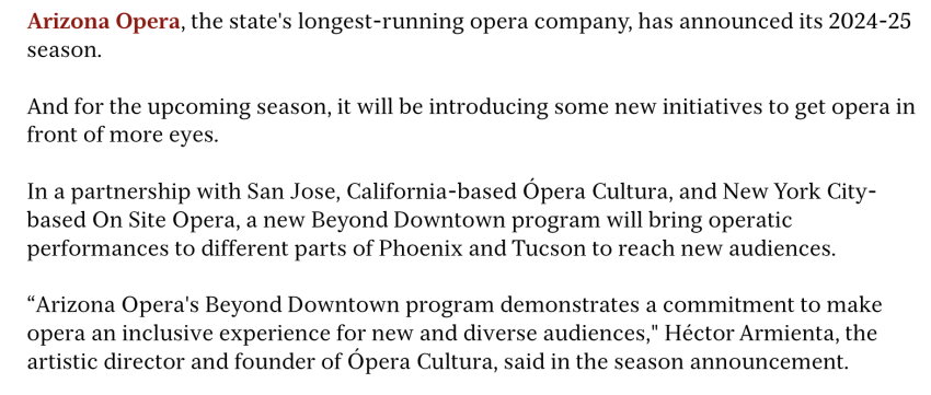 Arizona Opera announces 2024/25 Season