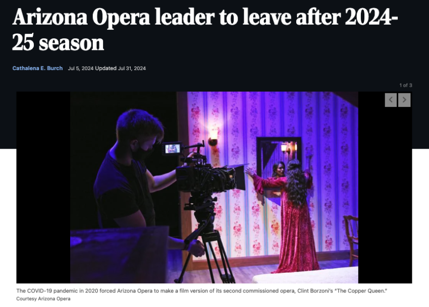 Arizona Opera leader to leave after 2024-25 season