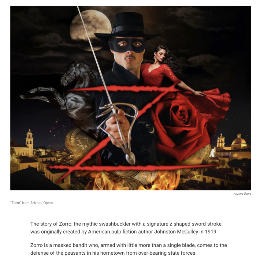 Chicano artist adds personal and historical context to 'Zorro' at Arizona Opera